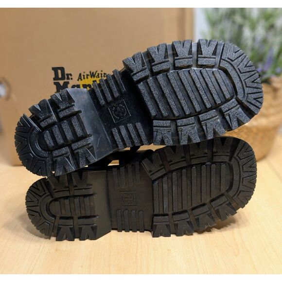 Dr. Martens Black Mattison 3 Strap Athena Leather Platform Sandals UK 7 NIB - Picture 10 of 14